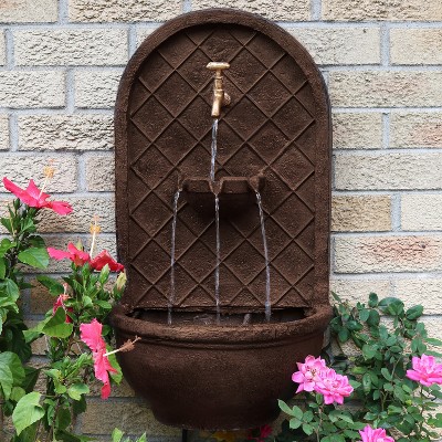 Messina Bronze Polystone Outdoor Wall Fountain, 27"H