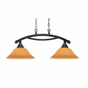 Toltec Lighting Bow 2 - Light Island Pendant Light in  Black Copper with 12" Cayenne Linen Shade - 1 of 1