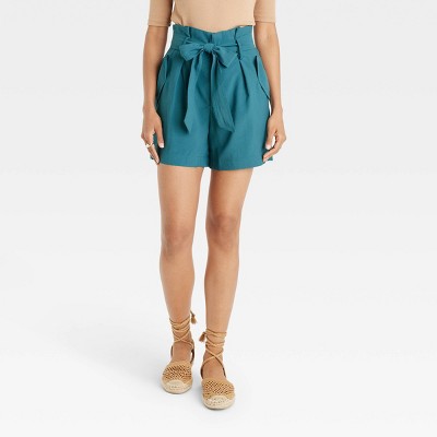 Women's High-Rise Utility Paperbag Shorts - A New Day™