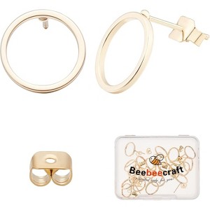20Pcs Gold Plated Earring Studs with Backs, Complete Round Post Set for Jewelry Making & DIY Gifts - 1 of 4