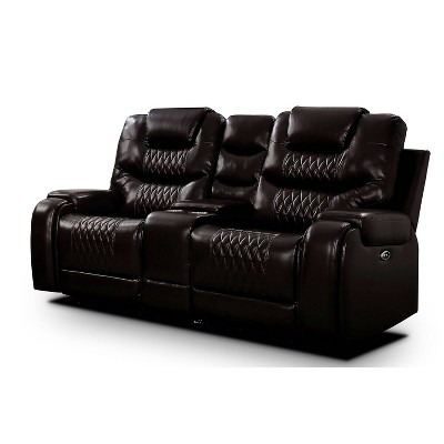 Edansy Upholstered Loveseat with 2 Power Recliner, USB Plug and Console Brown - HOMES: Inside + Out