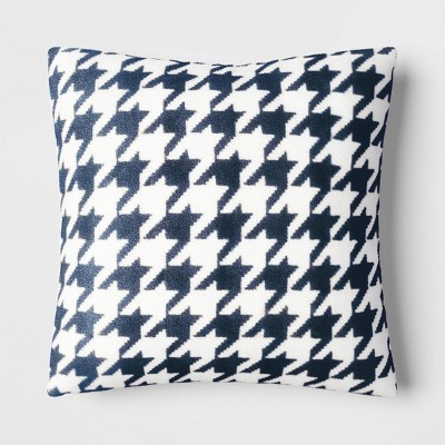 Photo 1 of Printed plush Houndstooth Pillow Square Throw Pillow with Faux Shearling Reverse - Threshold™