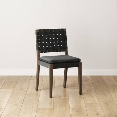 Cohen Black Faux Leather and Wood Upholstered Side Chair