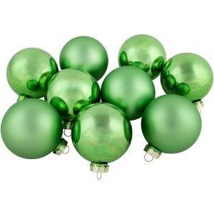 Northlight 2-Finish Glass Christmas Ball Ornaments - 2.5" (65mm) - Pistachio Green - 9ct - 1 of 4