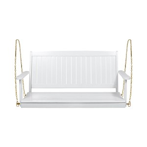 NAYSAYE Patio Swing Acacia Wood Porch Swing with Slatted Backrest for Outdoor Relaxation, White, 47.75"*25.25"*22" - 1 of 4