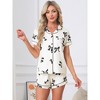 INSPIRE CHIC Women's 2 Pcs Pajama Sets Short Sleeves Cute Bow Print Soft Comfy Button Up Tops and Shorts - 2 of 4