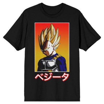 Dragon Ball Z Super Saiyan Vegeta And Kanji Black Graphic Tee : Target