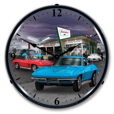 Collectable Sign & Clock | 1966 Sinclair Vette LED Wall Clock Retro/Vintage, Lighted