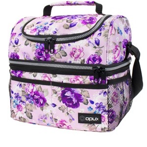OPUX Double Decker Lunch Box Men Women, Insulated Leakproof Cooler Bag Adult Work, Dual Compartment Pail Tote Boys Girls Kids - 1 of 4