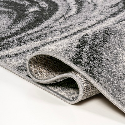 4' x 6' Black and Gray Abstract Synthetic Area Rug