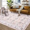 Washable Area Rugs Vintage Floral Living Room Rug Stain-Resistant Low Pile Non Slip Indoor Distressed Print Carpet - 2 of 4