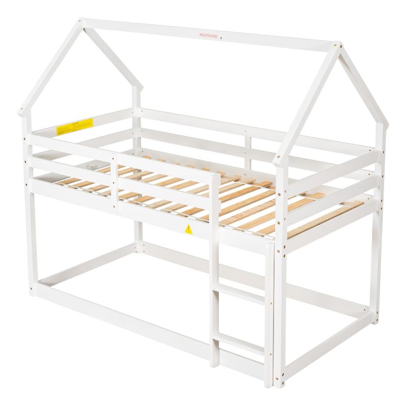 Twin over Twin Loft Bed with Roof Design, Safety Guardrail and Ladder-ModernLuxe, 4 of 8