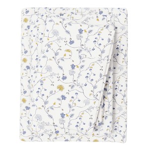 100% Cotton Winter Floral Printed Flannel Sheet Set - Great Bay Home - 1 of 4