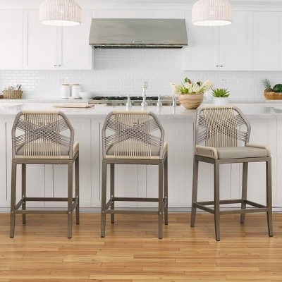 Arceso 26.5"H Counter Height Bar Stools , Boho-Style Rattan Chairs