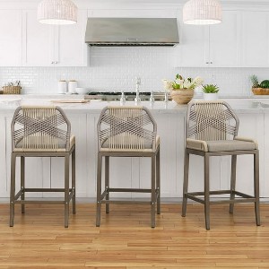 Arceso 26.5"H Counter Height Bar Stools , Boho-Style Rattan Chairs - 1 of 4