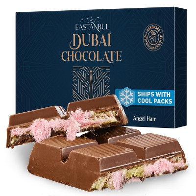 Eastanbul Angel Hair Dubai Chocolate Bar with Pistachio Cream and Cotton Candy, 7oz