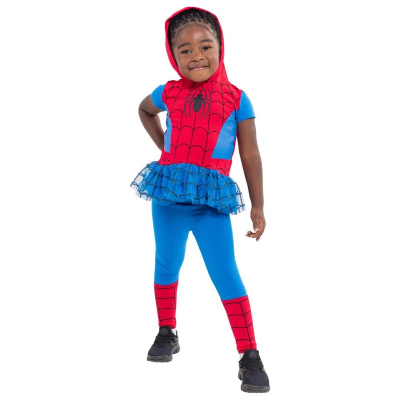 Marvel Avengers Spider-Man Spider-Gwen Captain America Miles Morales Girls Cosplay T-Shirt and Leggings Toddler to Little Kid, 5 of 9