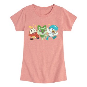 Girls' - Pokémon - Fuecoco Sprigatito Quaxly Padea Starters Fitted Short Sleeve Graphic T-Shirt - 1 of 4