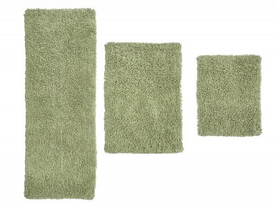 Fantasia Bath Rug Collection Cotton Shaggy Pattern Tufted Set of 3 Bath Rug Set - Home Weavers