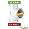 Pipe Decor 1/2 in. x 1/2 in. x 3/4 in. Galvanized Reducing Tee - 2 of 4
