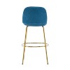 Rio Claro Indoor Metal Upholstered Barstool, Gold Finished Frame and Blue Upholstery, Set of 2 - 4 of 4