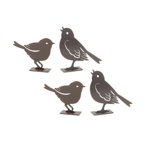 Metal Cut-Out Bird Figurine Set of 4– Rustic Brown Decorative Birds by Melrose - 1 of 4
