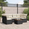 vidaXL 7 Piece Patio Sofa Set with Cushions Black Poly Rattan - Black and Cream 4x Middle + 2x Corner + Table - 2 of 4