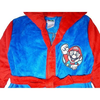 Kids' Flame Resistant Red and Blue Microfiber Hooded Robe