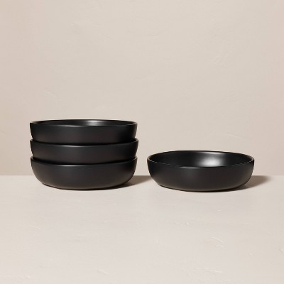 4pk 34oz Matte Stoneware Pasta/Grain Bowl Set Black - Hearth & Hand™ with Magnolia