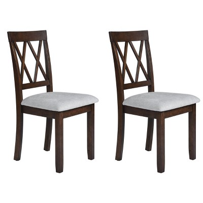 Set of 2 Upholstered Dining Chairs with Solid Wood Legs,Mid-Century Modern Style Linen Fabric Side Chairs-The Pop Home
