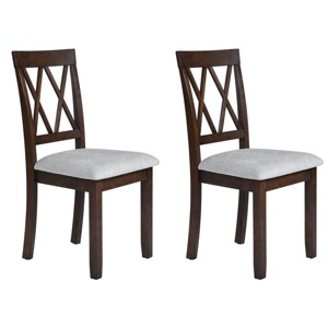 Set of 2 Upholstered Dining Chairs with Solid Wood Legs,Mid-Century Modern Style Linen Fabric Side Chairs-The Pop Home - 1 of 4