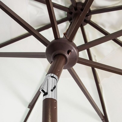 Ivory and Black 11-Foot Round Beach Umbrella with Scalloped Edge