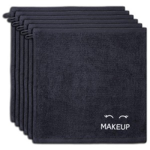 White Classic 100% Cotton Bleach Safe Makeup Towels - 13x13" Black - 1 of 4