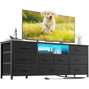Furnulem 9 Drawer Dresser 55” Long TV Stand for Bedroom Entertainment Center with Power Outlet LED Light for 55"-65" TV Dresser with Fabric Storage - 1 of 4
