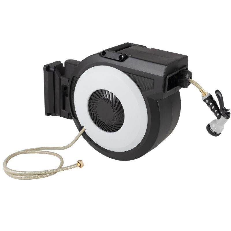 Retractable Hose - 124 FT Garden Hose with 9 Nozzle Patterns - Hose Reel Wall Mount with 180-Degree Swivel Bracket and Auto-Rewind by Pure Garden, 1 of 10