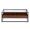Display Contemporary Coffee Table in Black Metal, Walnut Wood, and Clear Glass by LumiSource - 4 of 4