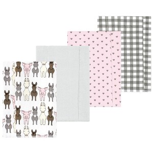 Luvable Friends Hudson Baby Flannel Burp Cloths 4pk Set - 1 of 2