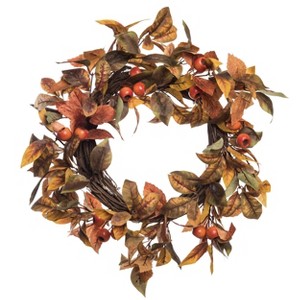 Transpac Fabric 24 in. Multicolor Harvest Leaves Wreath - 1 of 2