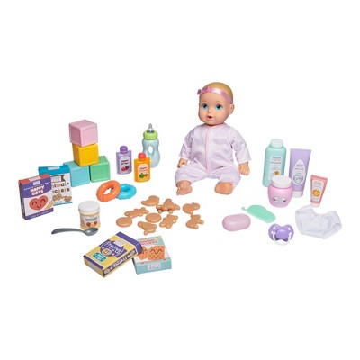 Perfectly Cute Baby Doll Deluxe 36pc Feed & Play Set - Blonde with Blue Eyes