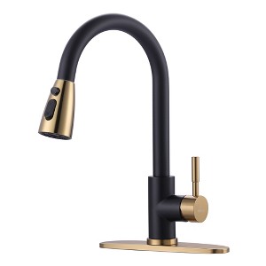 WOWOW Single-Handle Pull-Down Sprayer Kitchen Faucet with Deckplate - 1 of 4
