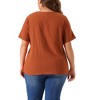 Agnes Orinda Women's Plus Size Lightweight Soft Short Sleeve Round Neck Cotton Linen Casual T-Shirts - 4 of 4