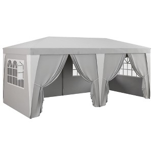 Aghana Digitals Light Gray Pop Up Canopy: 19x10' UV-Protected Oxford Tent with Removable Sidewalls, - 1 of 4