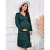 YesFashion Women's Maternity V Neck Dress Casual Ruffle Long Sleeve Button Down Midi Fall Dresses for Baby Shower Photoshoot - 2 of 4