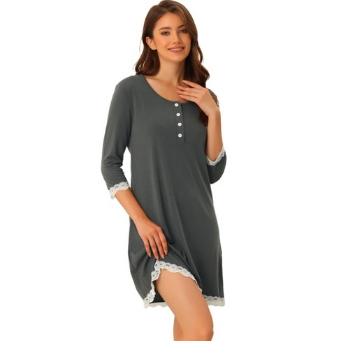 3/4 Sleeve Nightgown, Cotton Nightgowns for Women