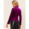 INSPIRE CHIC Women's 1 Button Lapel Collar Business Office Crop Suit Velvet Blazer - 4 of 4