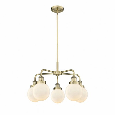 Beacon - 5 Light Stem Hung Chandelier In Art Deco Style-15.13 Inches Tall and 24 Inches Wide