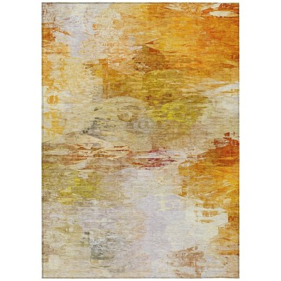 Orange Copper And Terra Cotta Abstract Washable Indoor Outdoor Area Rug