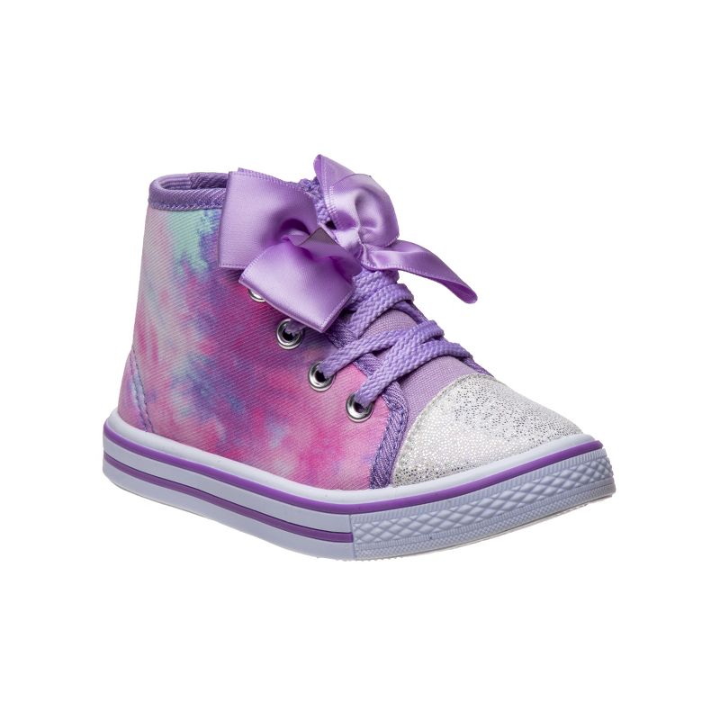 Laura Ashley Toddler Girls' Multi Color Bow Detail Lace Up Canvas Sneakers High Top - A Stylish and Versatile Option (Toddler), 1 of 8