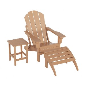 WestinTrends Malibu HDPE Outdoor Patio Folding Poly Adirondack Chair with Ottoman and Side Table (3-Piece) - 1 of 4