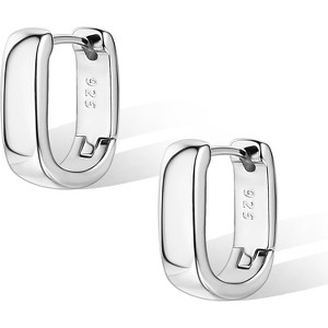 925 Sterling Silver Chunky Huggie Hoops, Small Thick Hoop Earrings for Women - 1 of 4